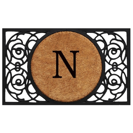 Calloway Mills Monogram Door Mat, Natural, Black, 22 in W x 36 in L 180032236N